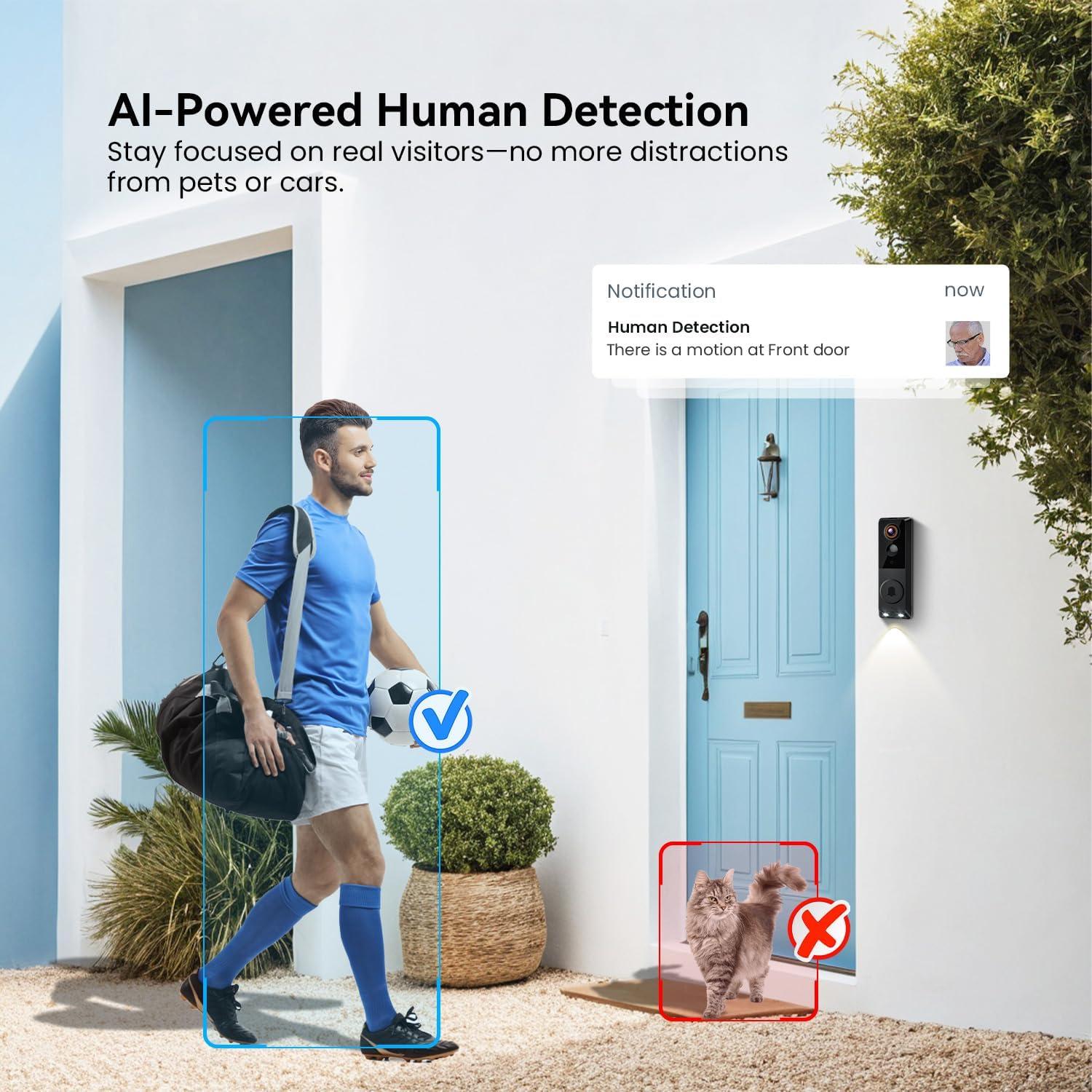 Cámara de Timbre Inalámbrico 1080p MeshSear con Visión Nocturna