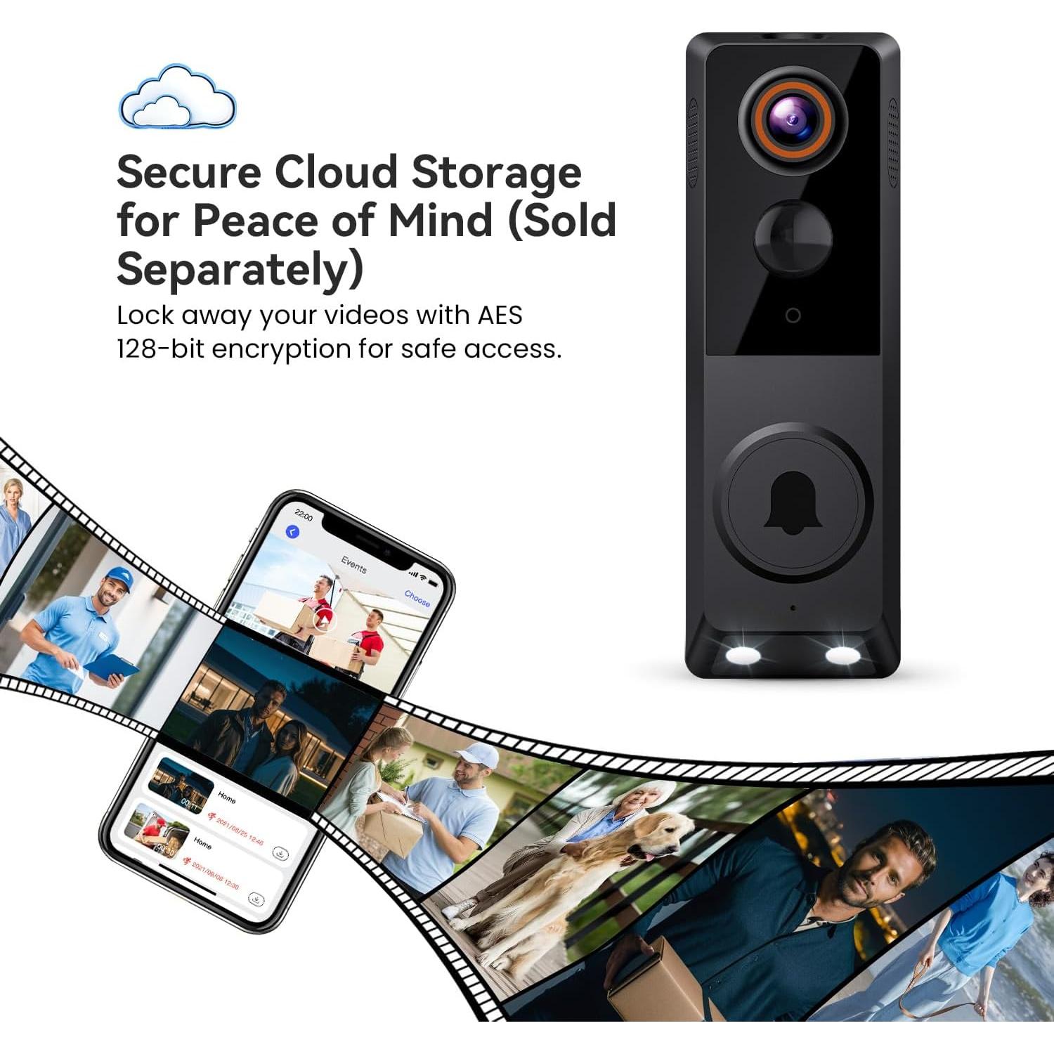 Cámara de Timbre Inalámbrico 1080p MeshSear con Visión Nocturna