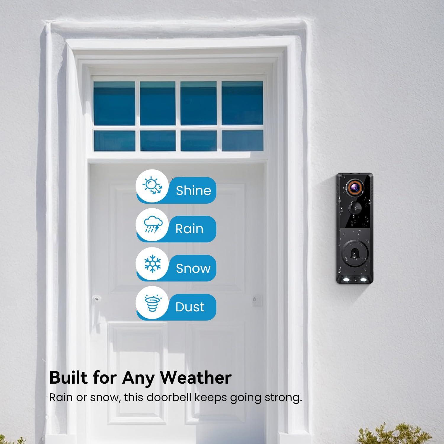 Cámara de Timbre Inalámbrico 1080p MeshSear con Visión Nocturna