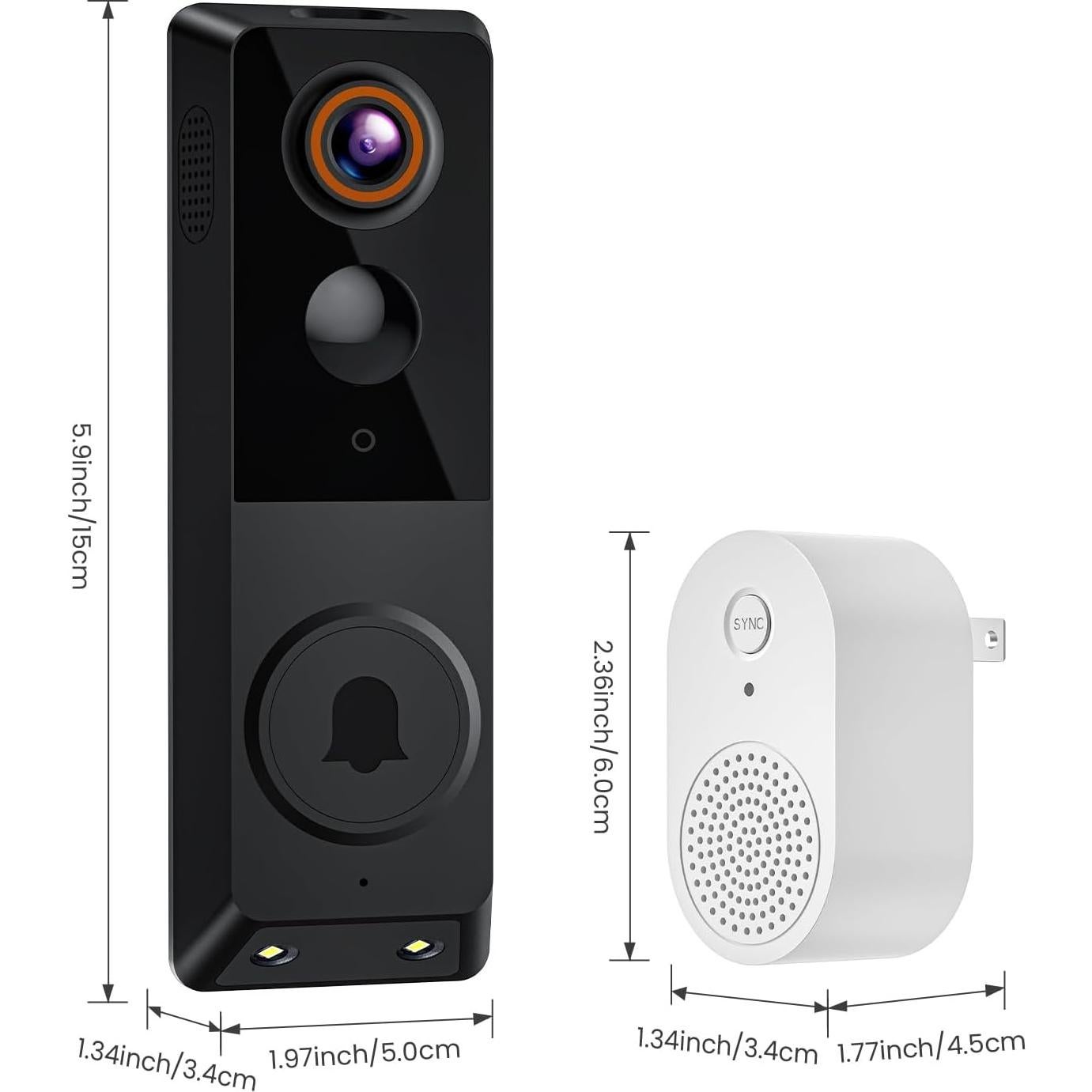 Cámara de Timbre Inalámbrico 1080p MeshSear con Visión Nocturna