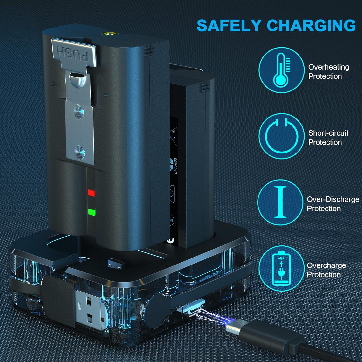 2 Baterías Recargables 6040mAh + Cargador Doble USB Ring