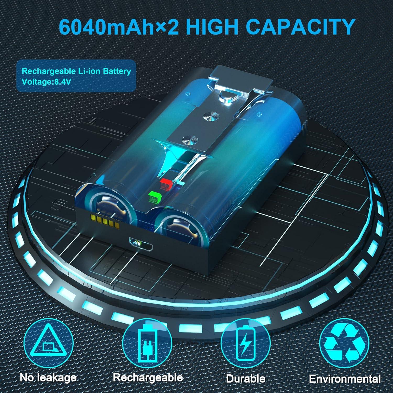 2 Baterías Recargables 6040mAh + Cargador Doble USB Ring