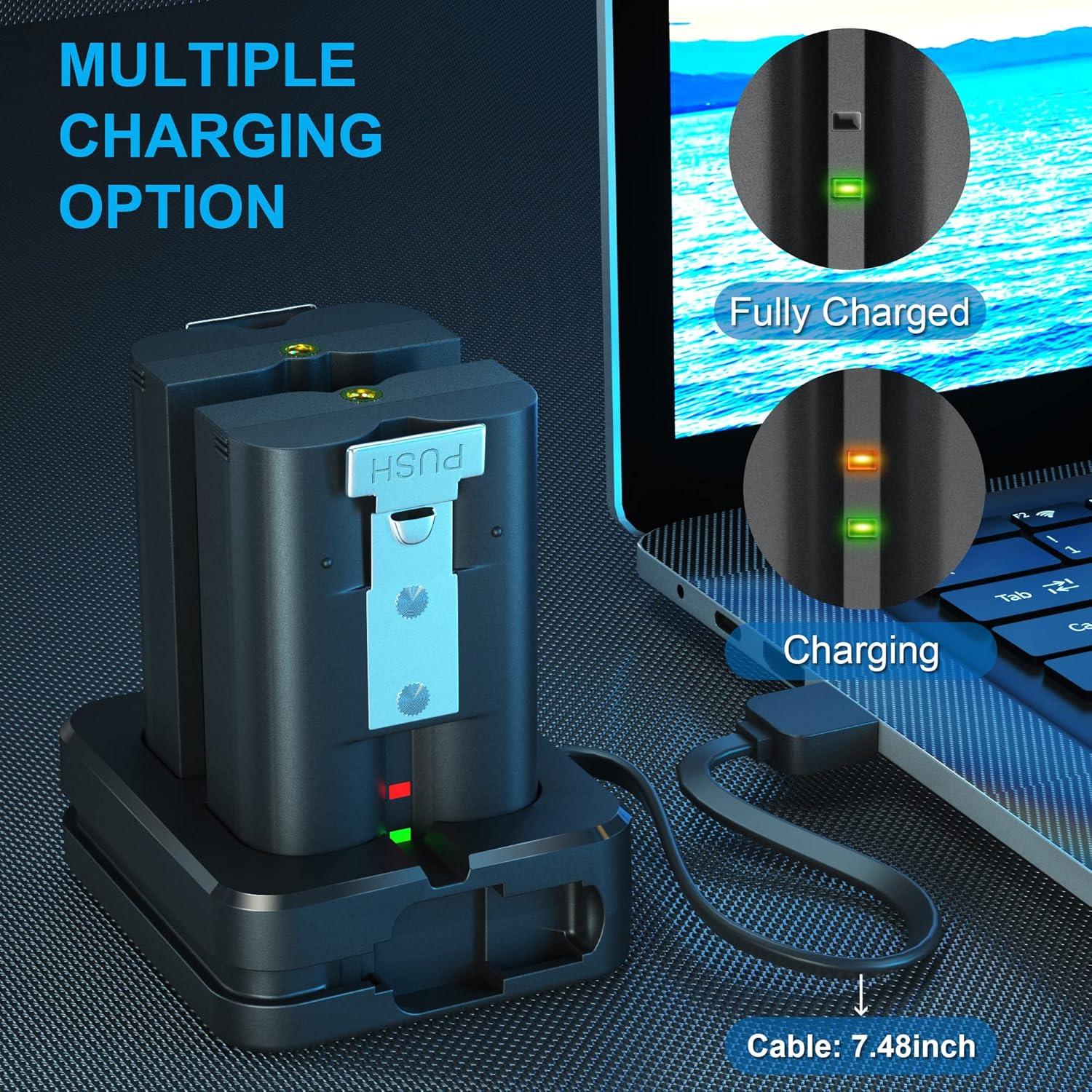 2 Baterías Recargables 6040mAh + Cargador Doble USB Ring