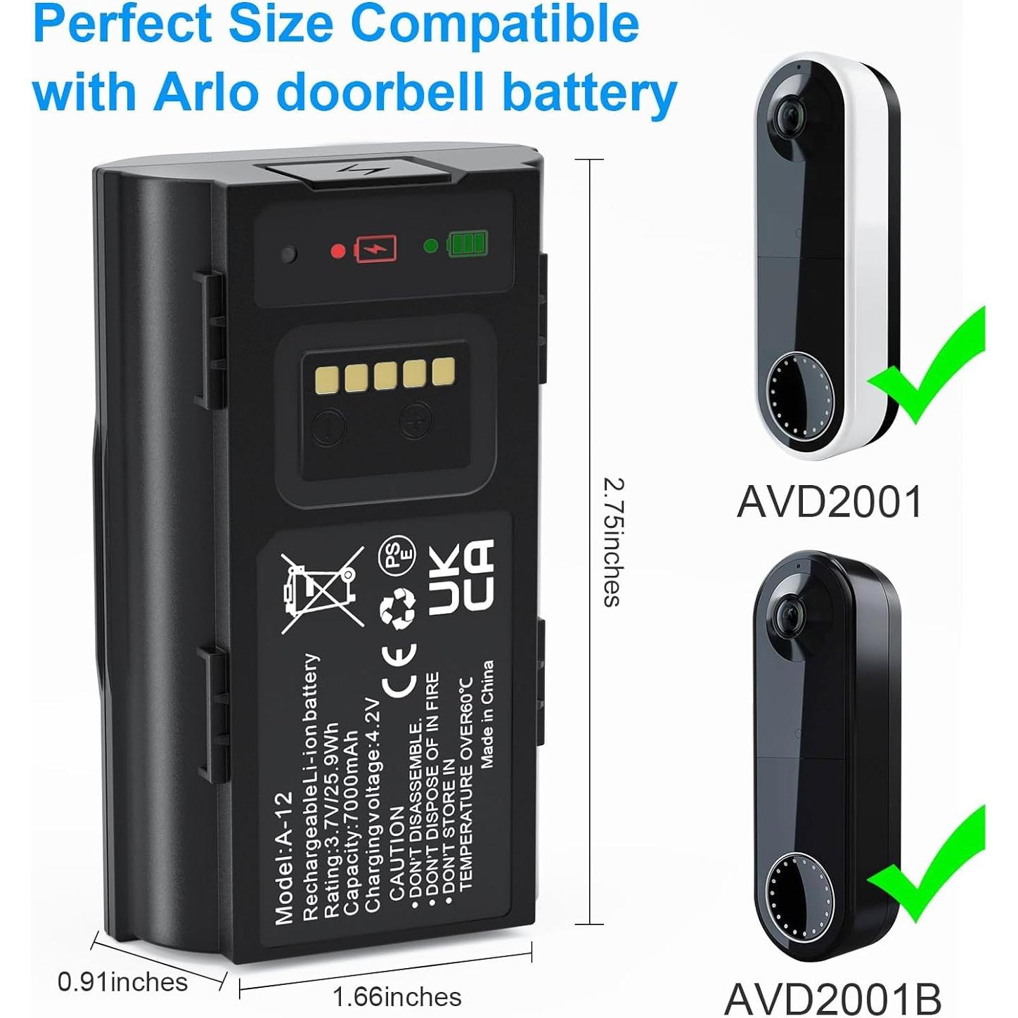 Batería Recargable Egoway 7000mAh para Timbre Arlo AVD2001