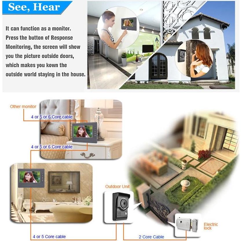 Intercomunicador de Video AMOCAM 7" HD con Timbre y Desbloqueo