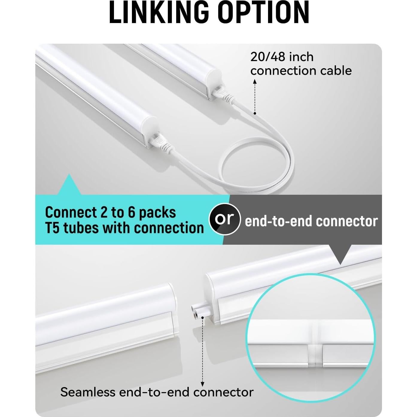 Luz LED T5 4FT 20W 2300LM 6500K SUNLINKCO - 6 Paquete