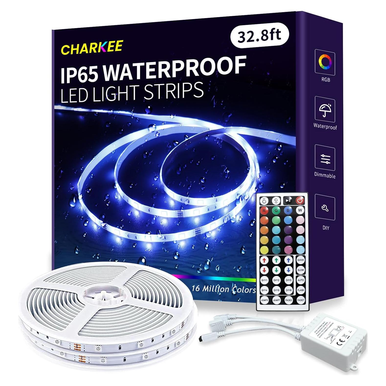 Tira de Luz LED Impermeable CHARKEE 10m RGB con Control Remoto