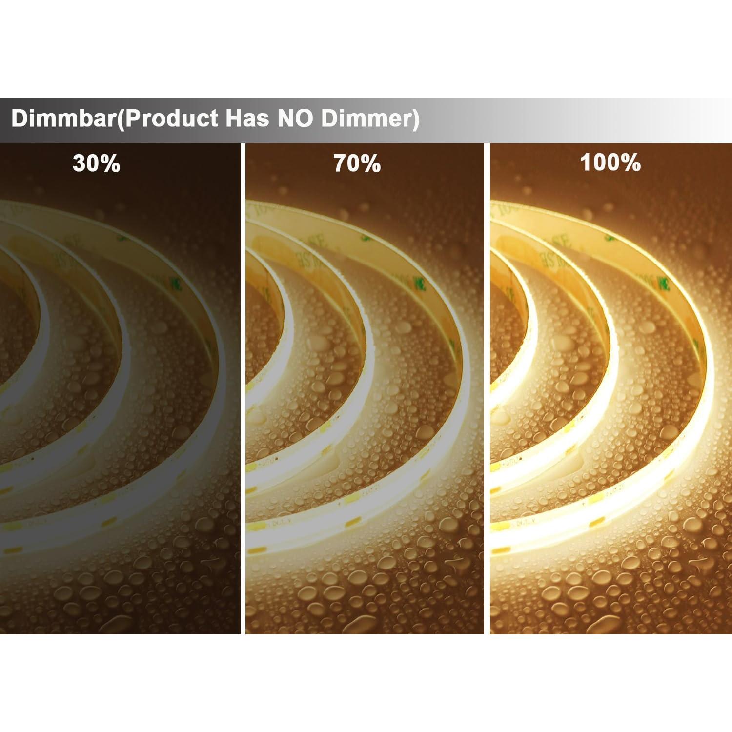 Tira LED COB 12V 3000K Blanco Cálido IP65 5M 480LEDs/M