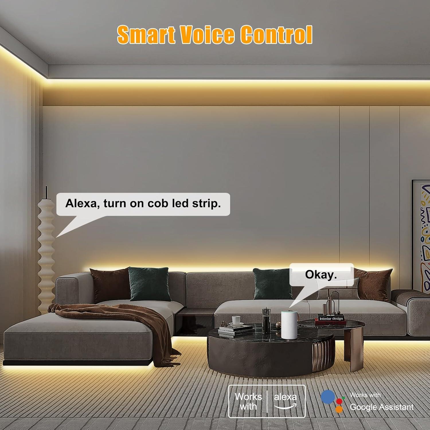 Cinta LED COB 5m Ajustable Tatazone 2700K-6500K Control Voz