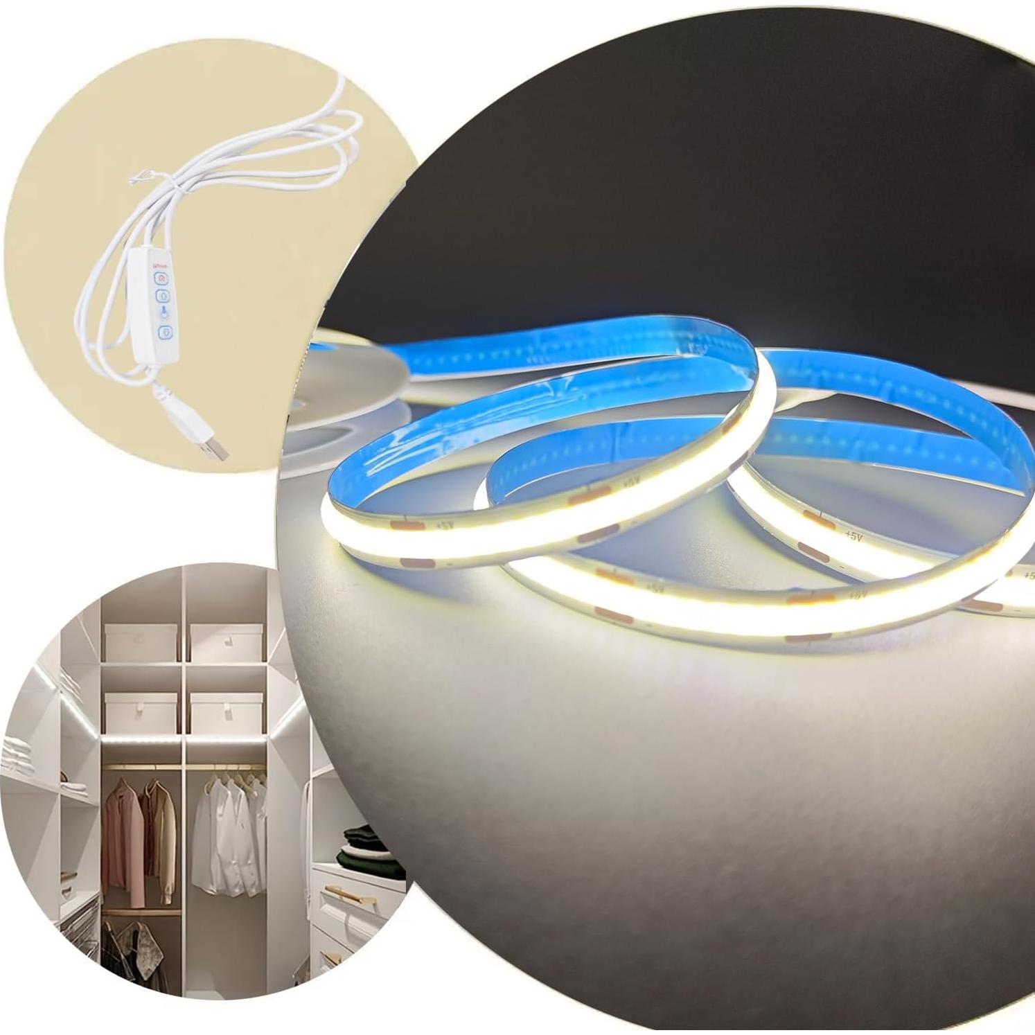 Tira de luces LED COB blanca 1.0m regulable USB XZKJ