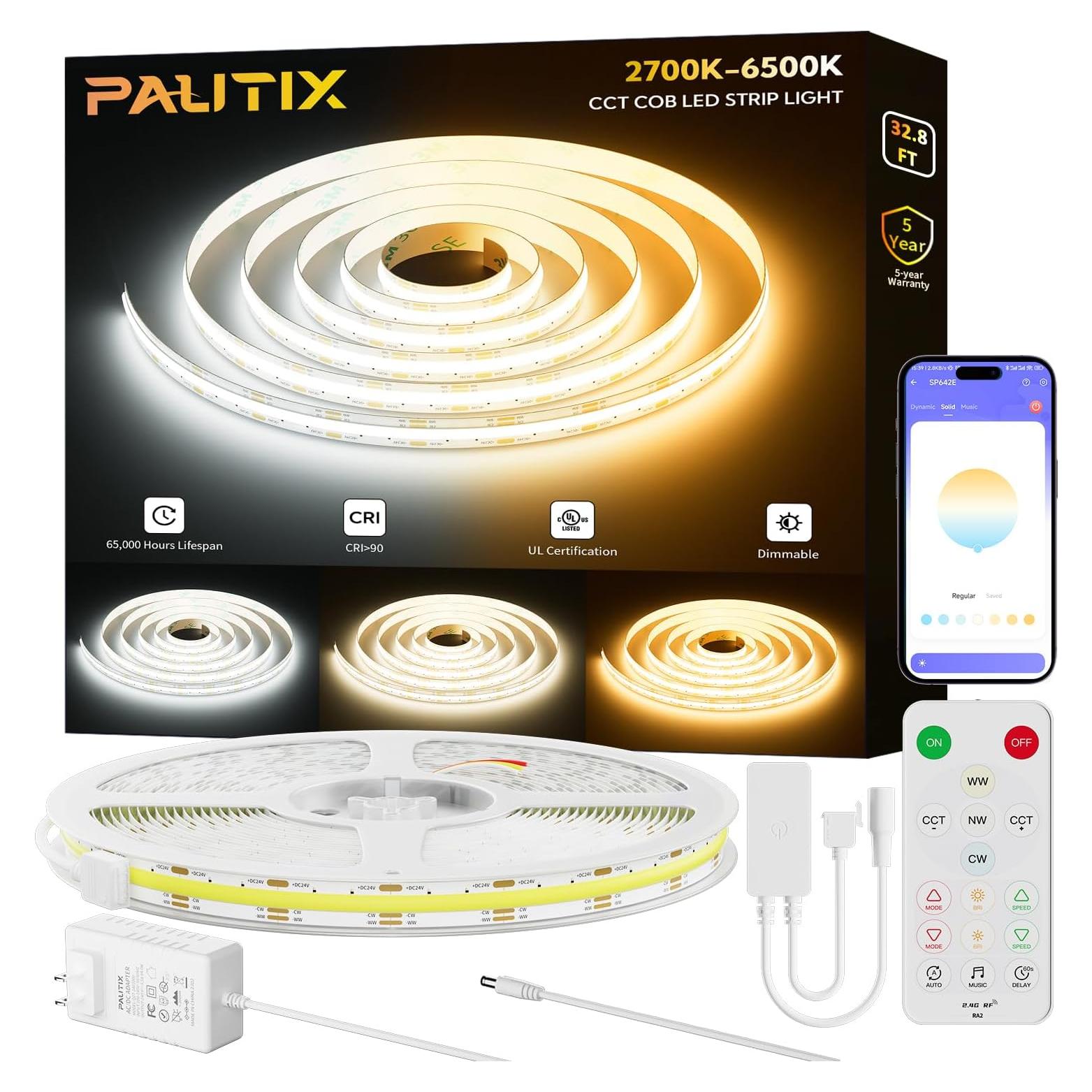 Tira LED COB PAUTIX 10m Ajustable 2700K-6500K CRI90+