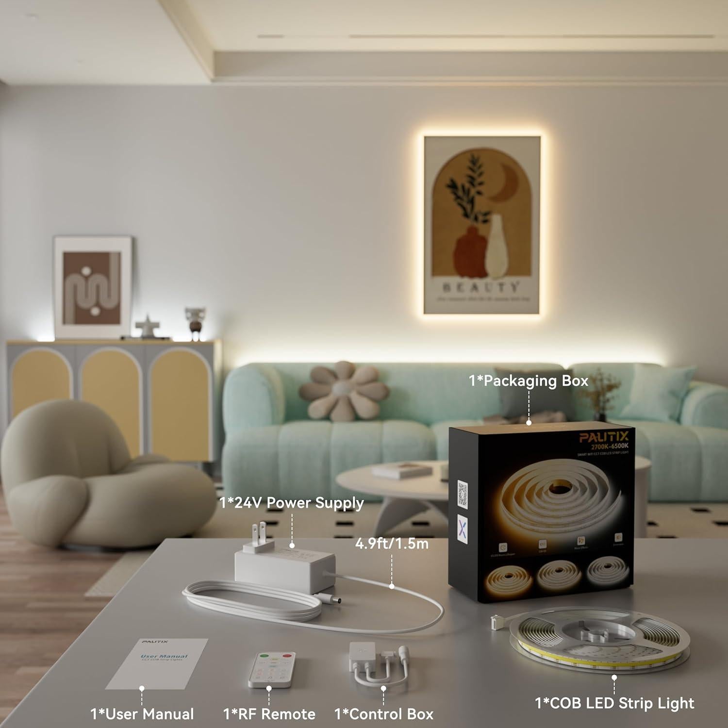 Tira LED COB PAUTIX 10m Ajustable 2700K-6500K CRI90+