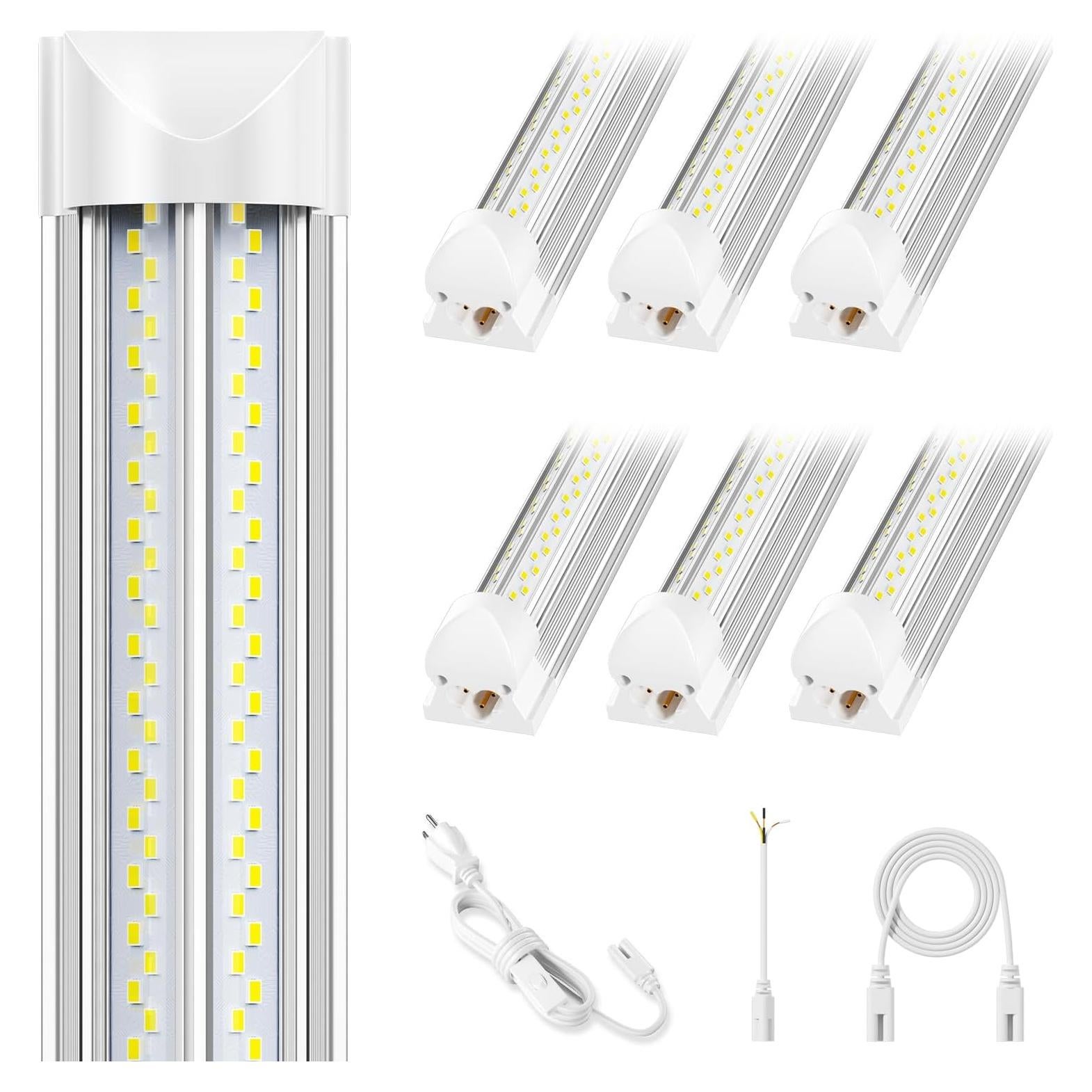 Paquete de 6 luces de taller LED 100W 8FT 15000LM ELEKICO