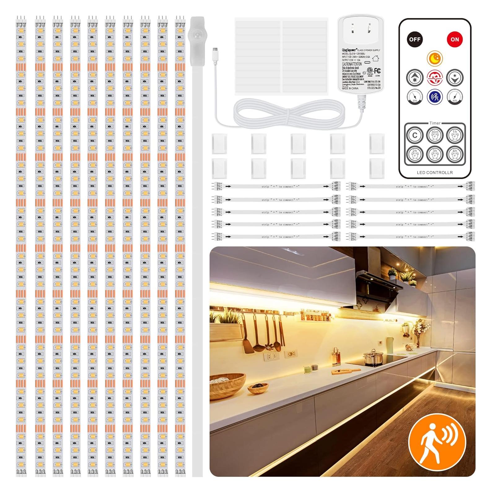 Kit de Luces LED Bajo Gabinete LAFULIT 10 PCS con Sensor y Control Remoto