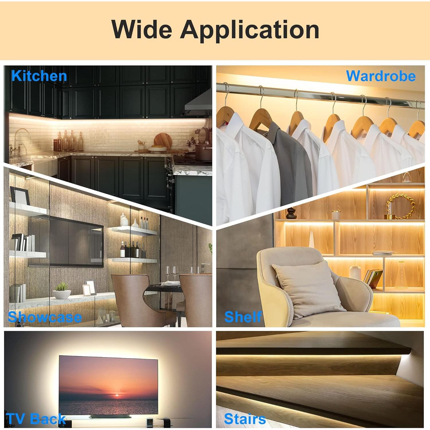 Kit de Luces LED Bajo Gabinete LAFULIT 10 PCS con Sensor y Control Remoto