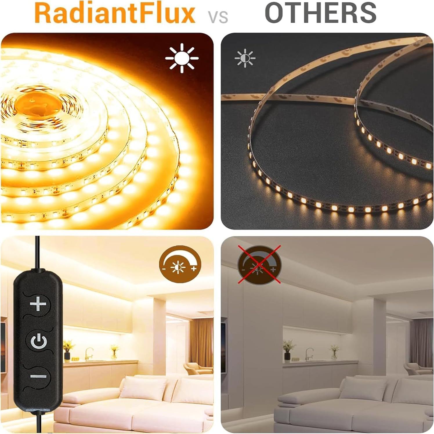 Tiras de LED RadiantFlux 5m 300 LEDs Regulables Luz Cálida