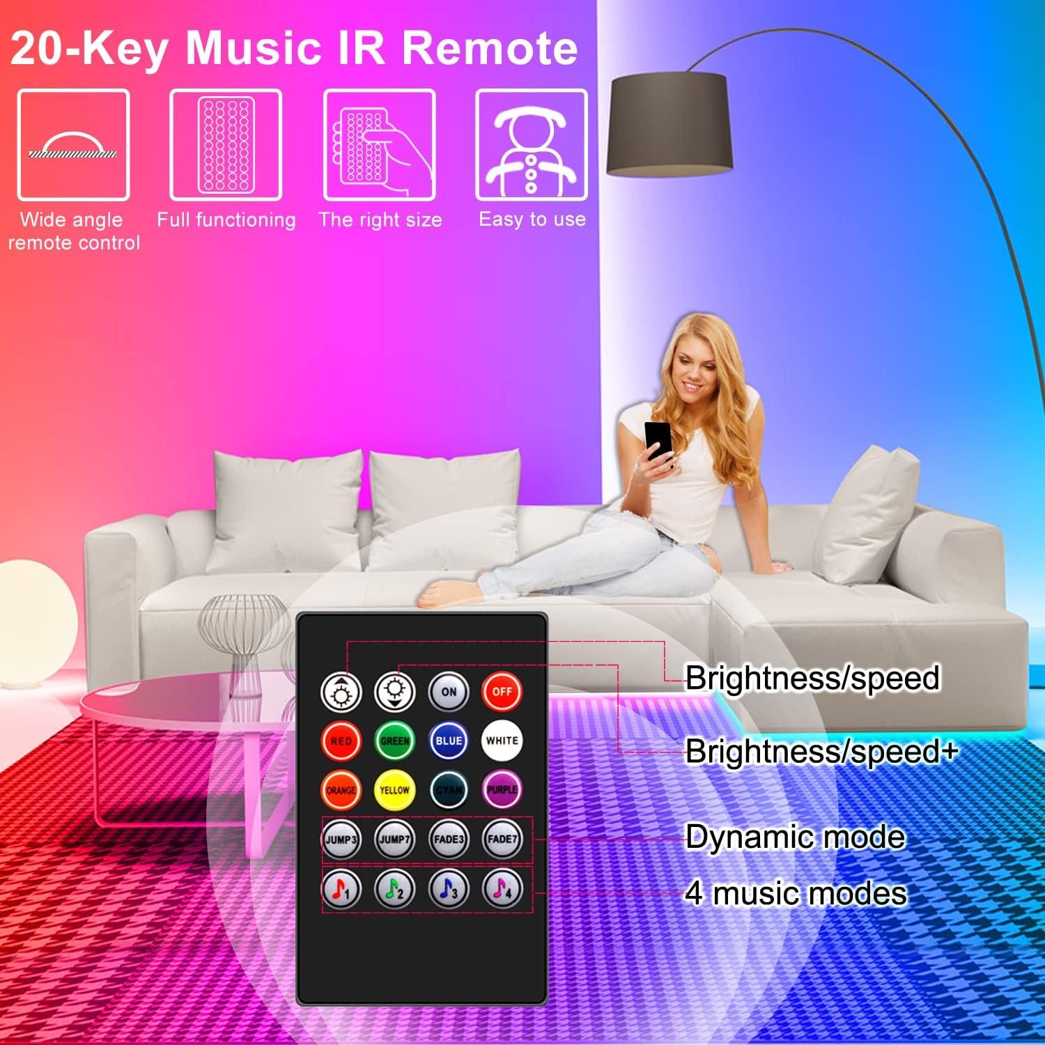 Tira LED 100FT APSPOW RGB Bluetooth Control Remoto Música