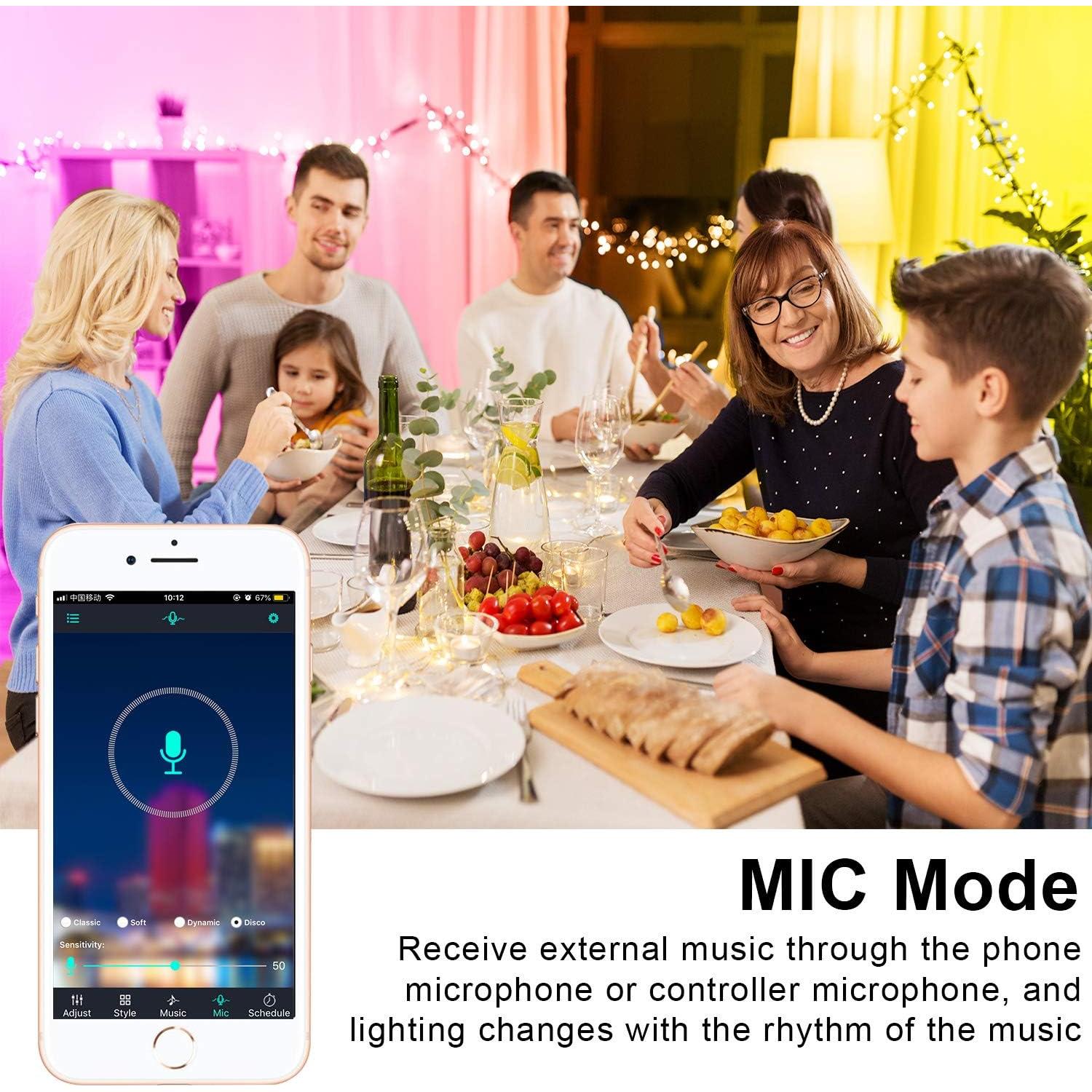 Tira LED 100FT APSPOW RGB Bluetooth Control Remoto Música