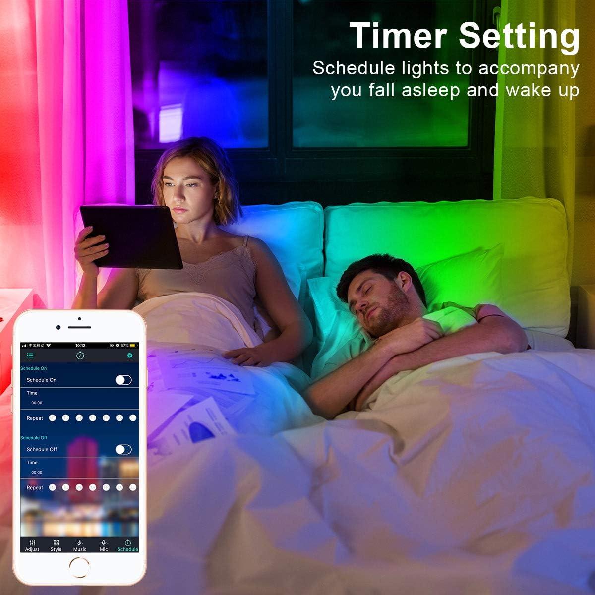 Tira LED 100FT APSPOW RGB Bluetooth Control Remoto Música