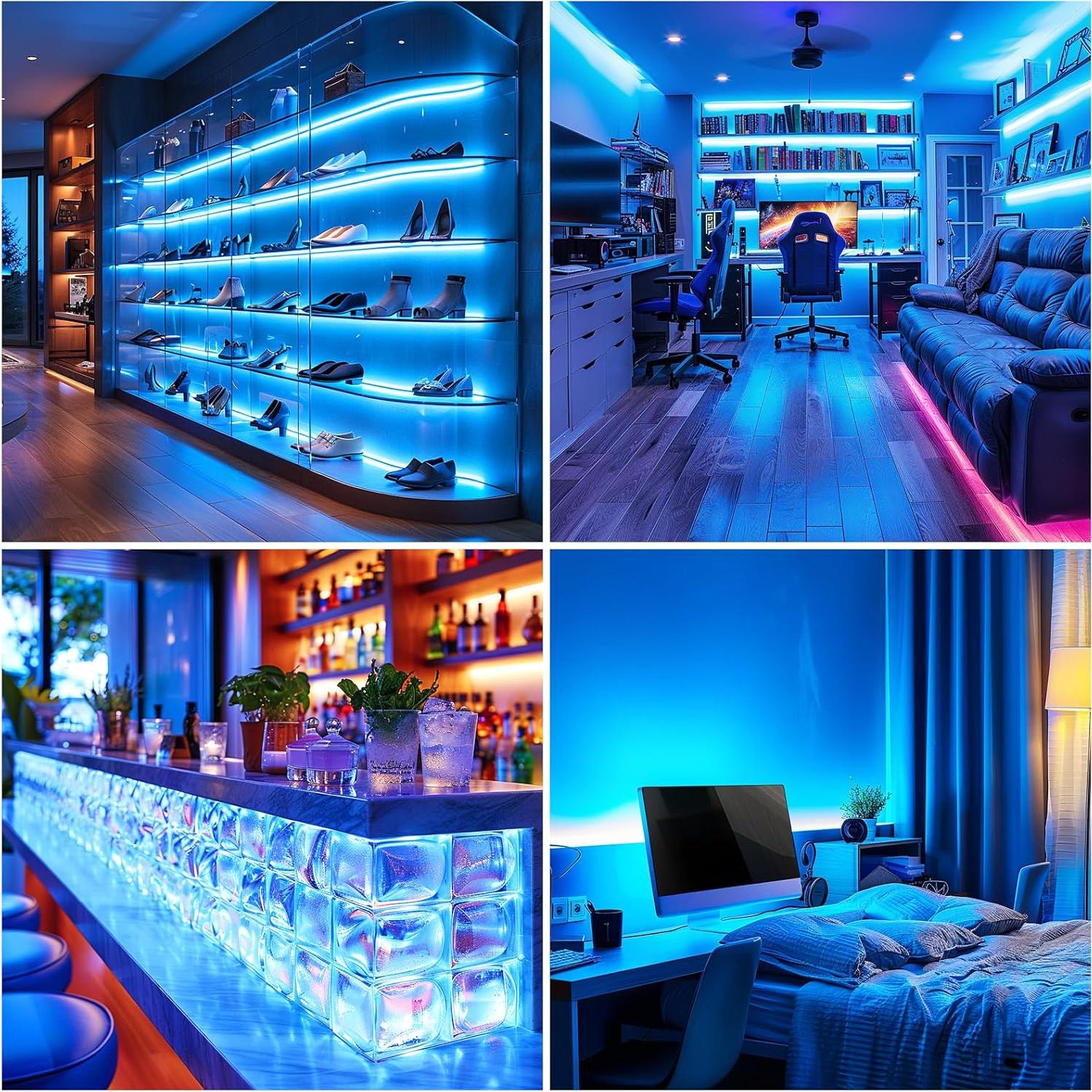 Tira LED COB Azul Hielo 1M USB 320 LEDs Alta Luminosidad