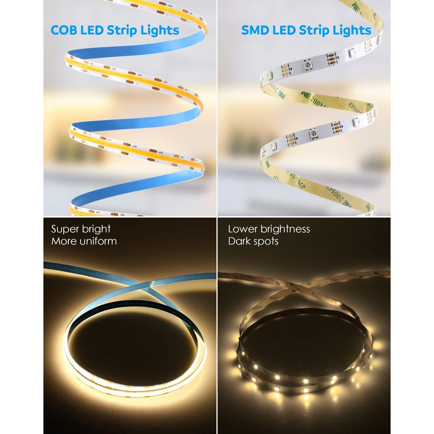 Cinta LED COB 5V USB 3M 320 LEDs Blanco Cálido 3000K
