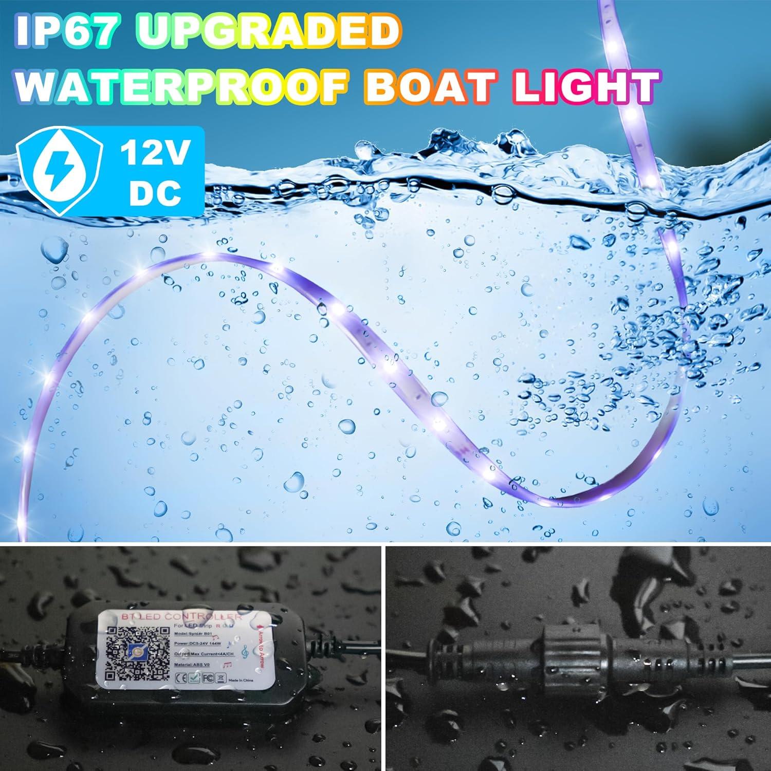 Tira LED Marina Gliztech 50FT RGB 12V Impermeable IP67