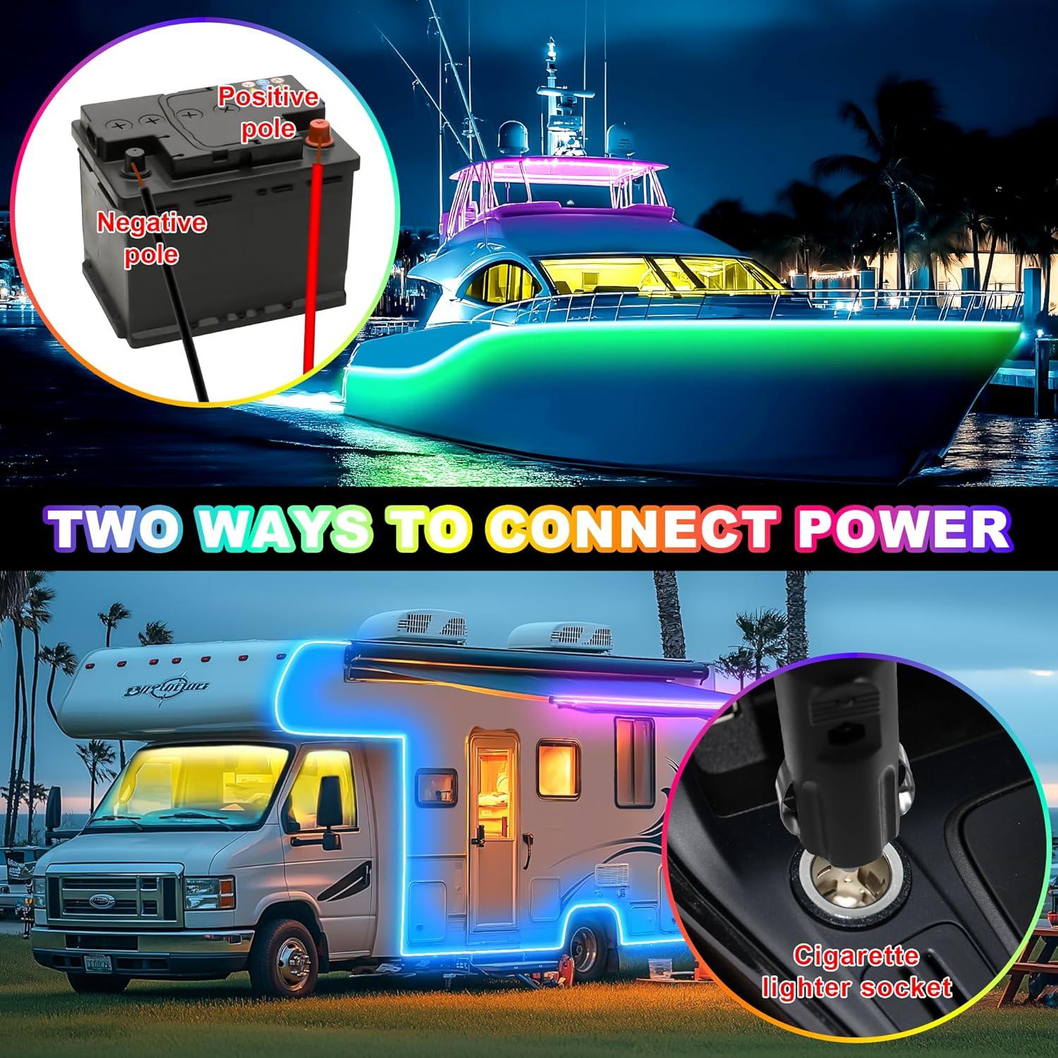 Tira LED Marina Gliztech 50FT RGB 12V Impermeable IP67