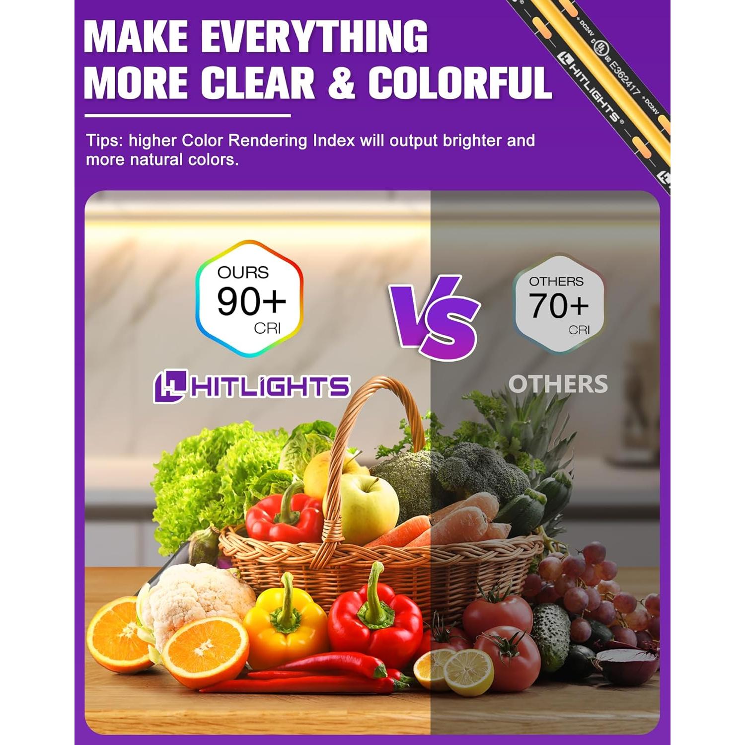 Tira LED COB 12V HitLights 5m Blanco Cálido 3000K 2400 LEDs