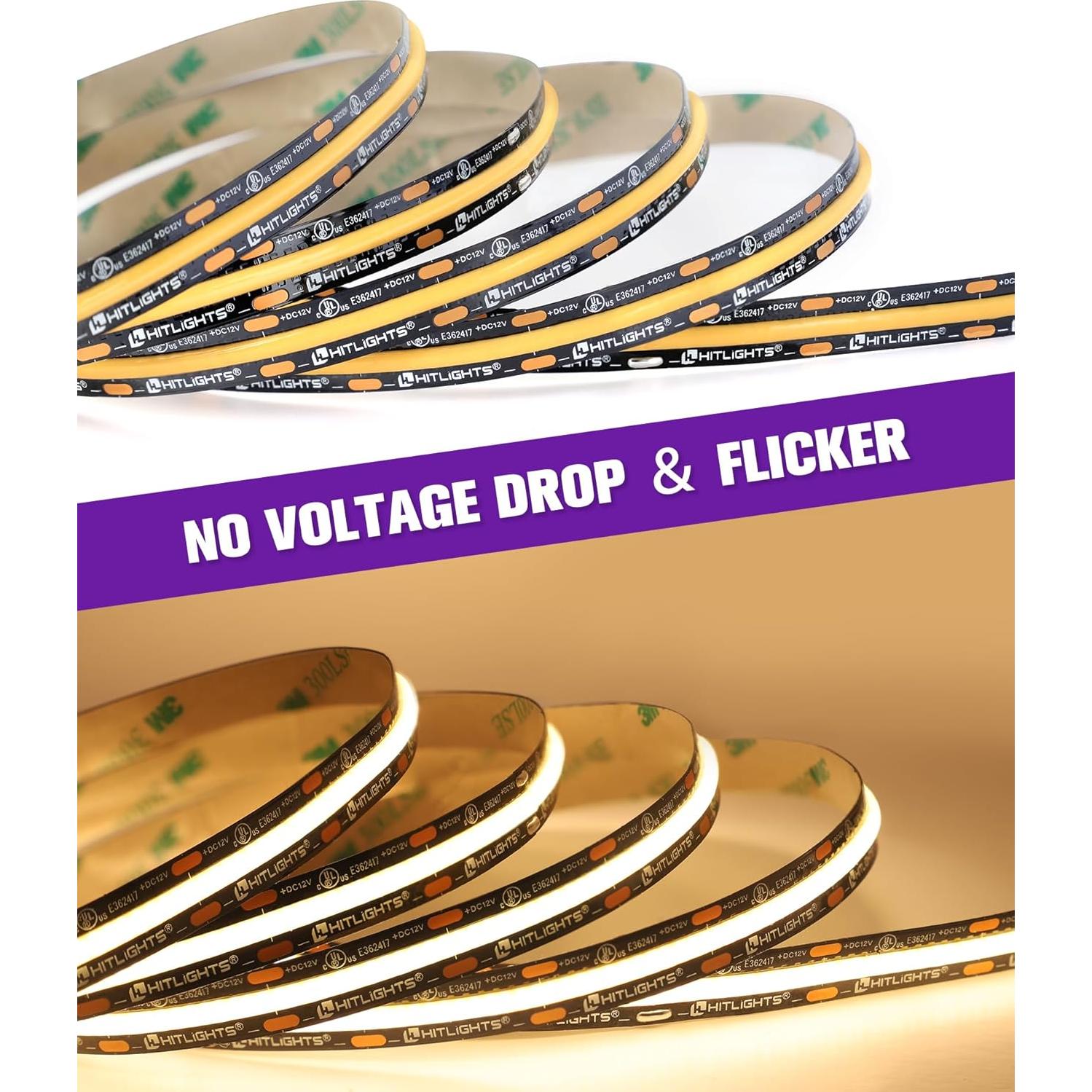 Tira LED COB 12V HitLights 5m Blanco Cálido 3000K 2400 LEDs