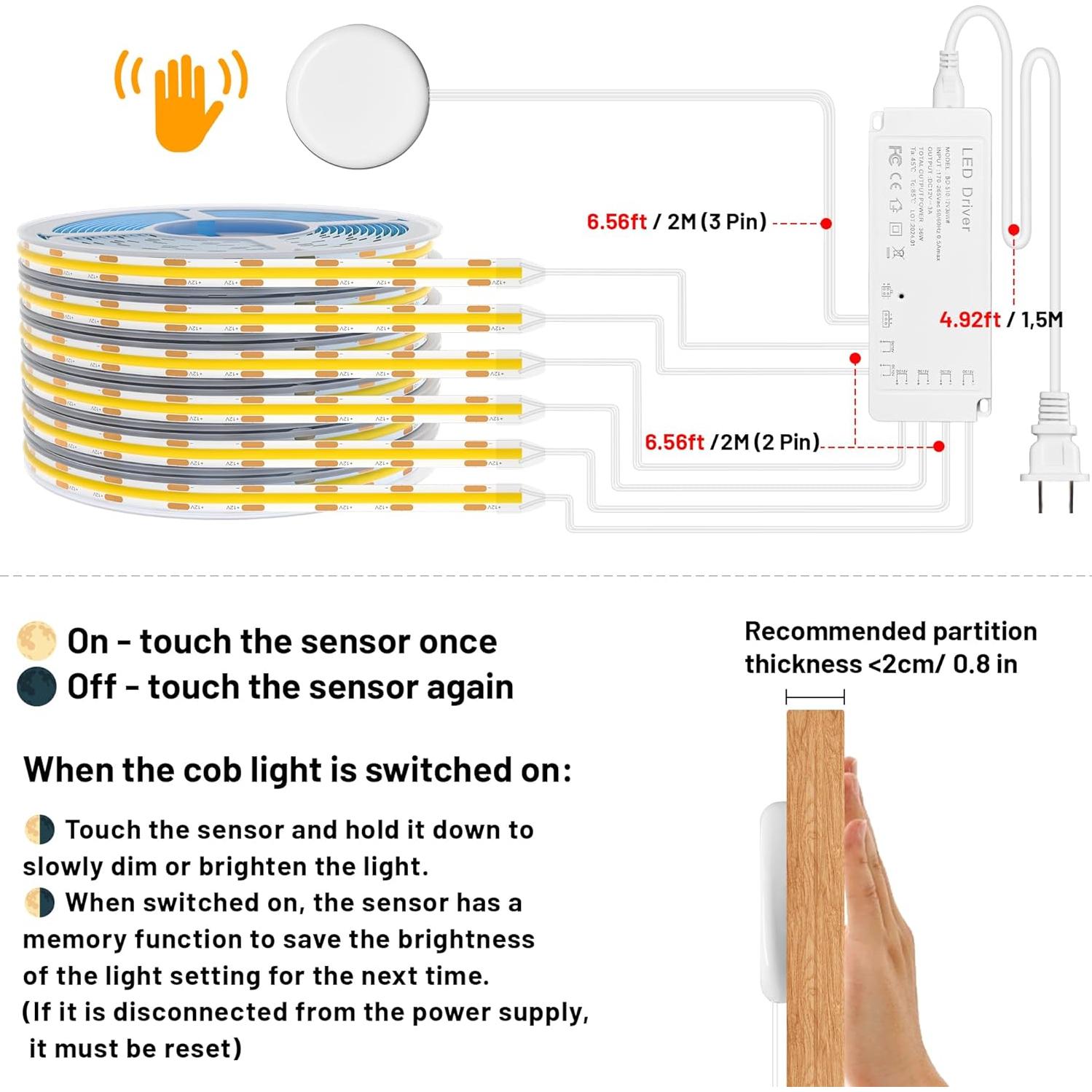 Tira LED COB 2.00m Li para Paneles Acústicos 3000K