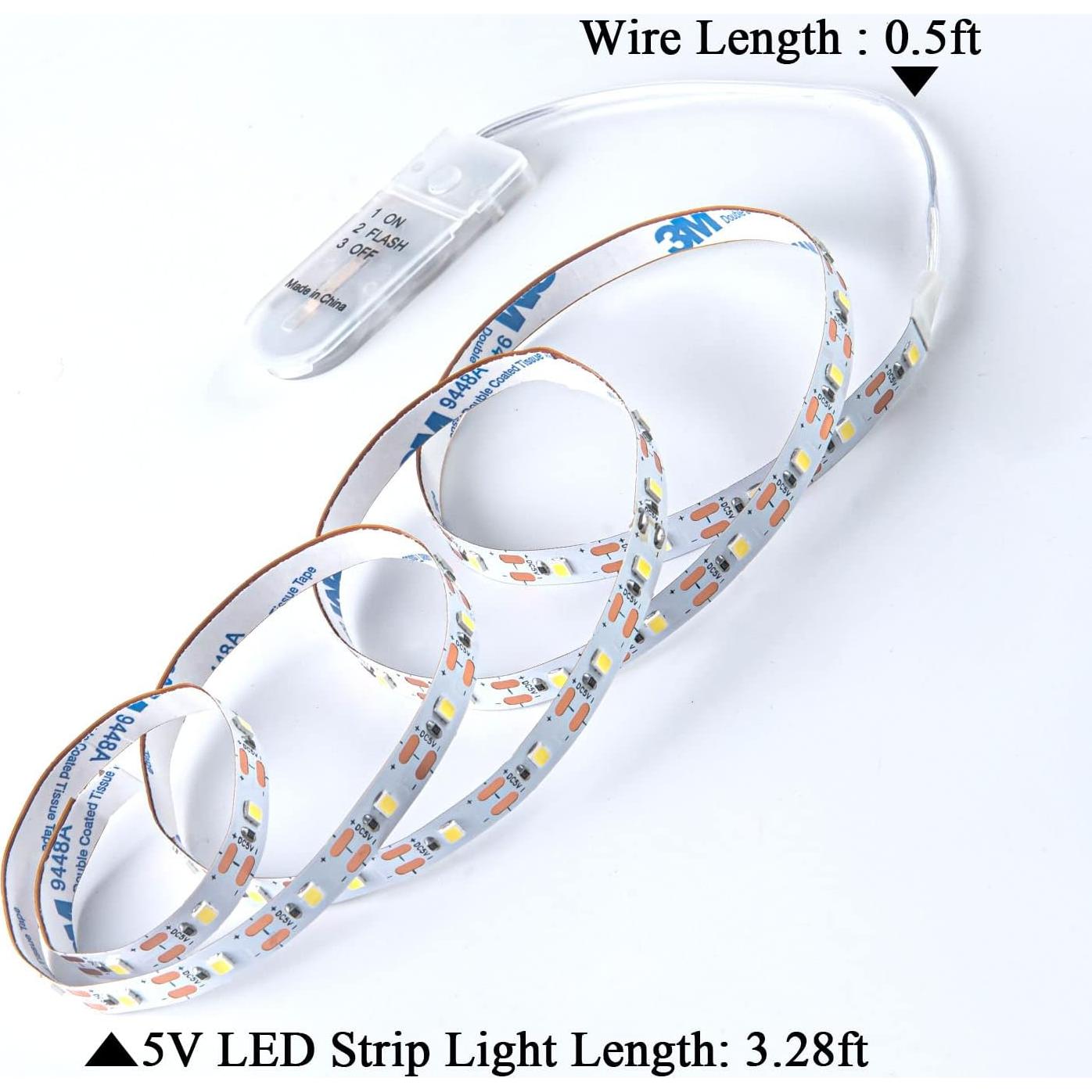 Luces de tira LED a pilas JUNWEN 1m blancas para decoración