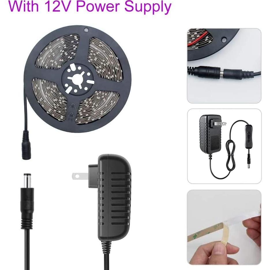 Tira de Luz Negra LED UV 5M 12V IP65 - LEDStrips8