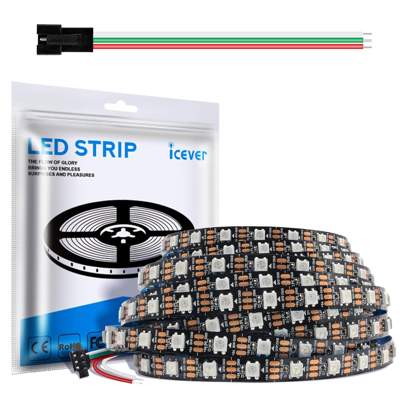 Tira de LED RGB 5V Icever WS2812B 16.4FT 300 LEDs IP30