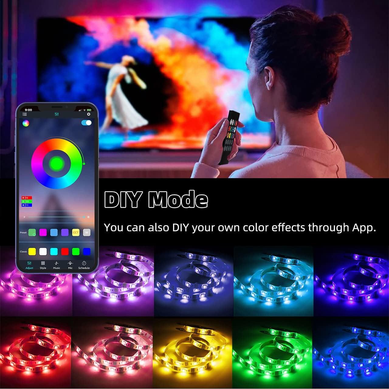 Kit de Iluminación LED RGB 5m SIXDEFLY con Control App y Remoto