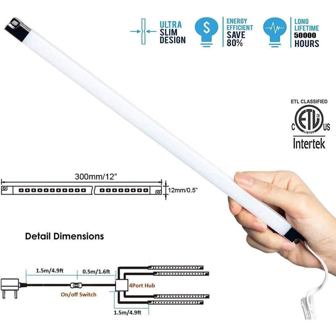 Cefrank Luces LED de Exhibición 4 Barras 6000K Blanco Frío