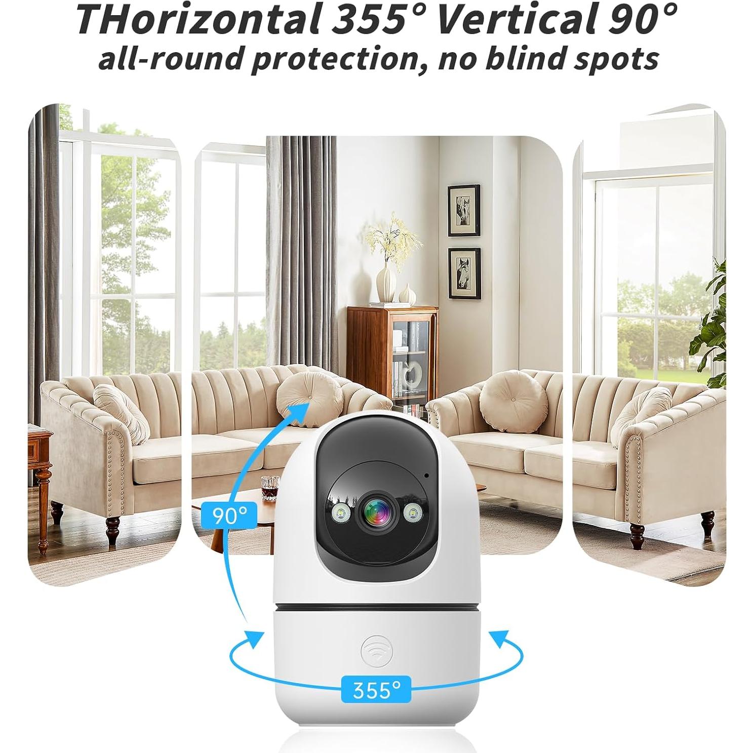 Cámara de Seguridad Interior WiFi 2K JWQPO con Detección AI