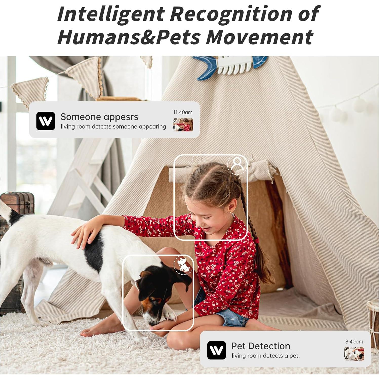 Cámara de Seguridad Interior WiFi 2K JWQPO con Detección AI