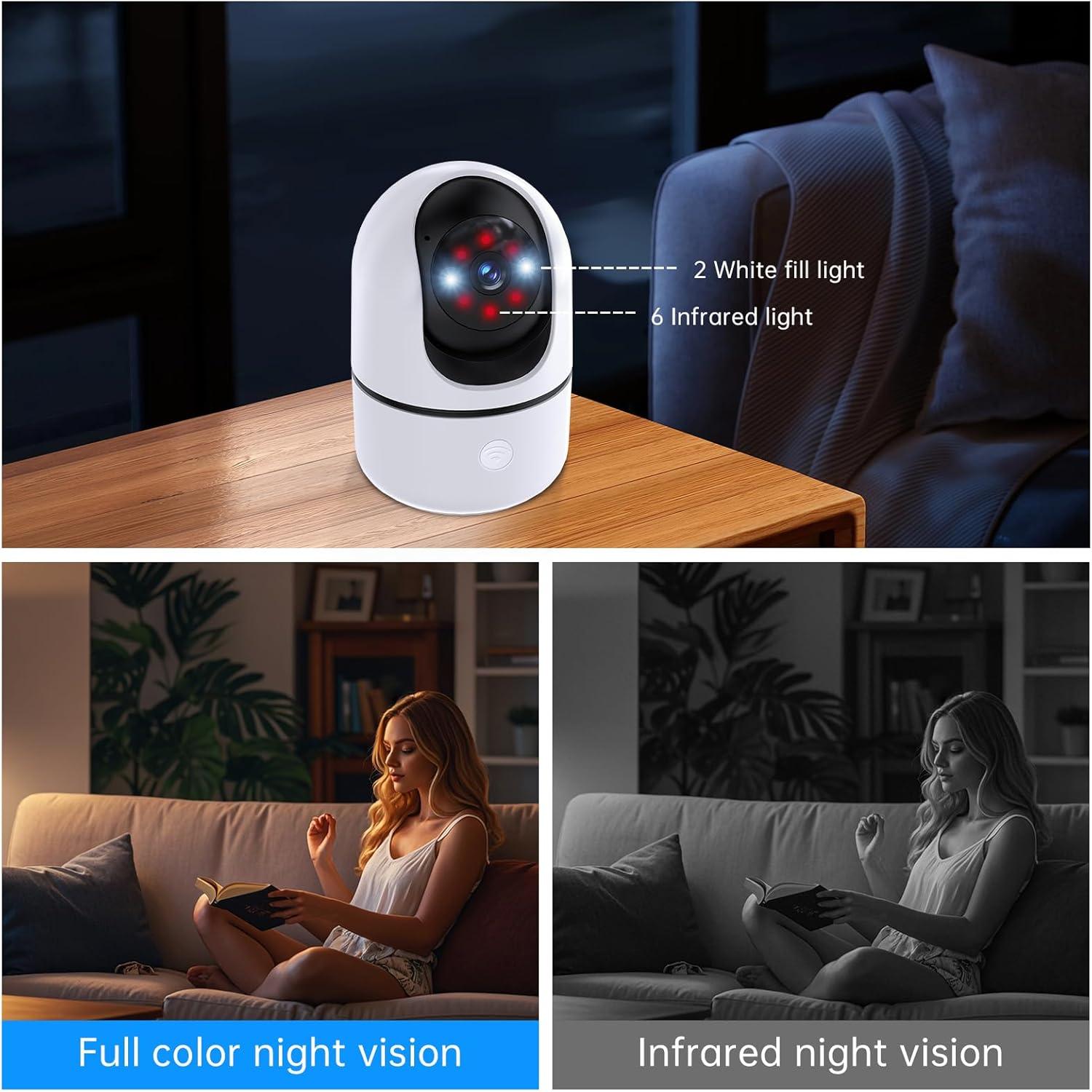 Cámara de Seguridad Interior WiFi 2K JWQPO con Detección AI