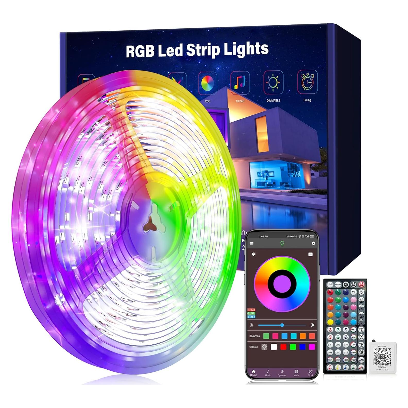 Luces de Tira LED RGB 30.48m Ledagic con Control Remoto