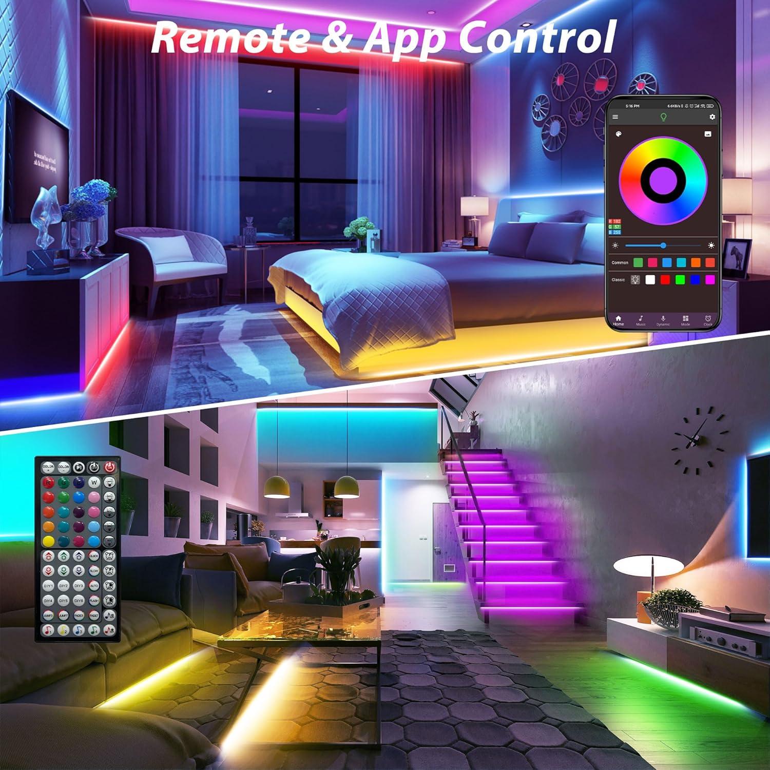 Luces de Tira LED RGB 30.48m Ledagic con Control Remoto