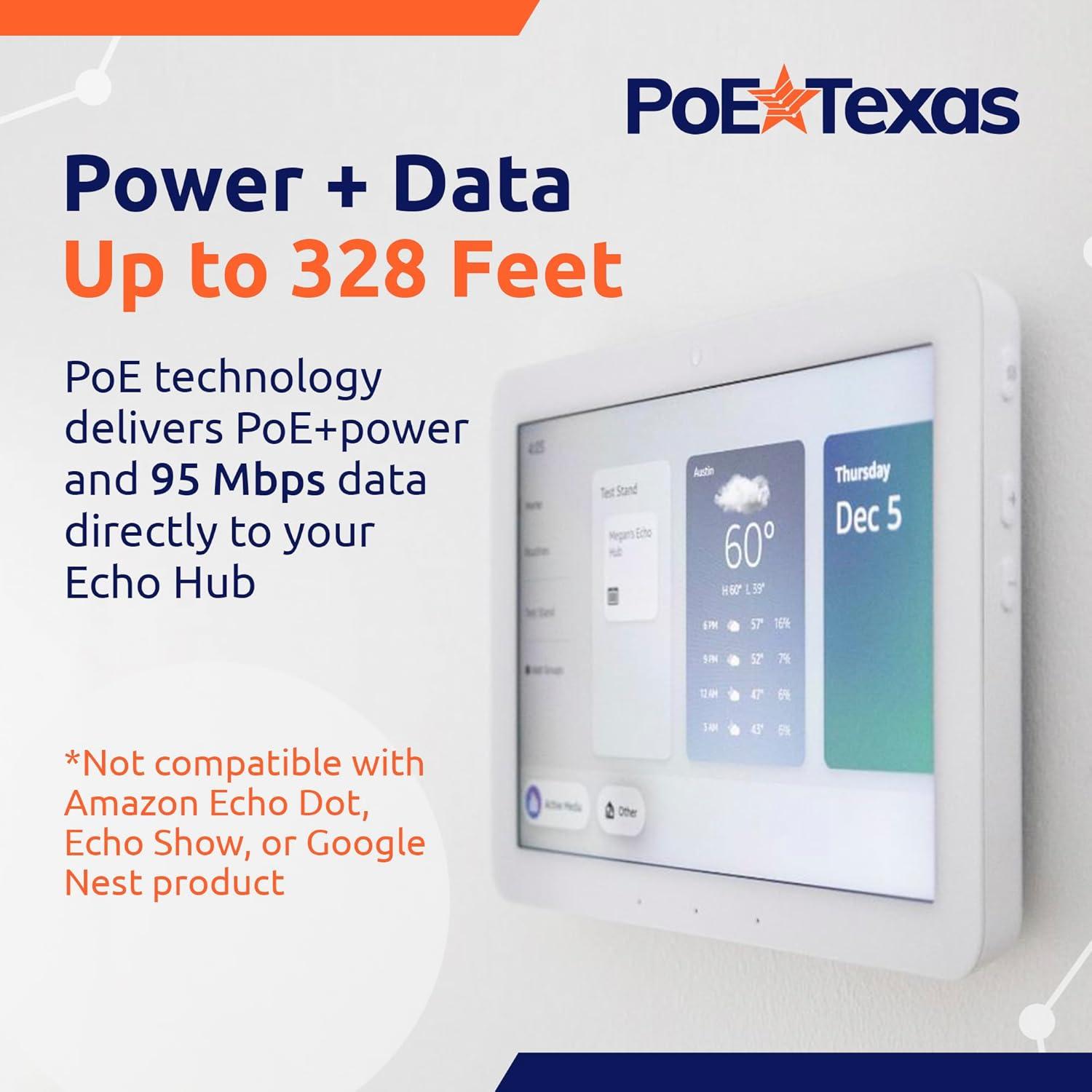 Adaptador PoE+ a USB-C PoE Texas para Amazon Echo Hub
