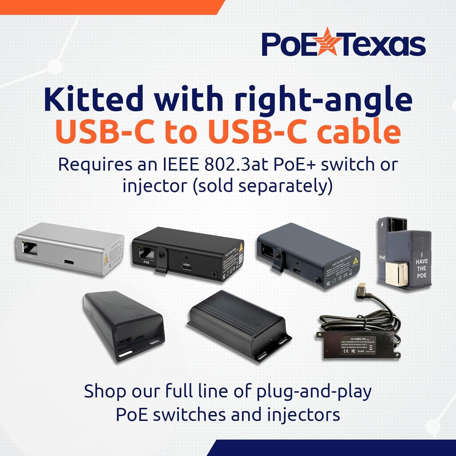 Adaptador PoE+ a USB-C PoE Texas para Amazon Echo Hub