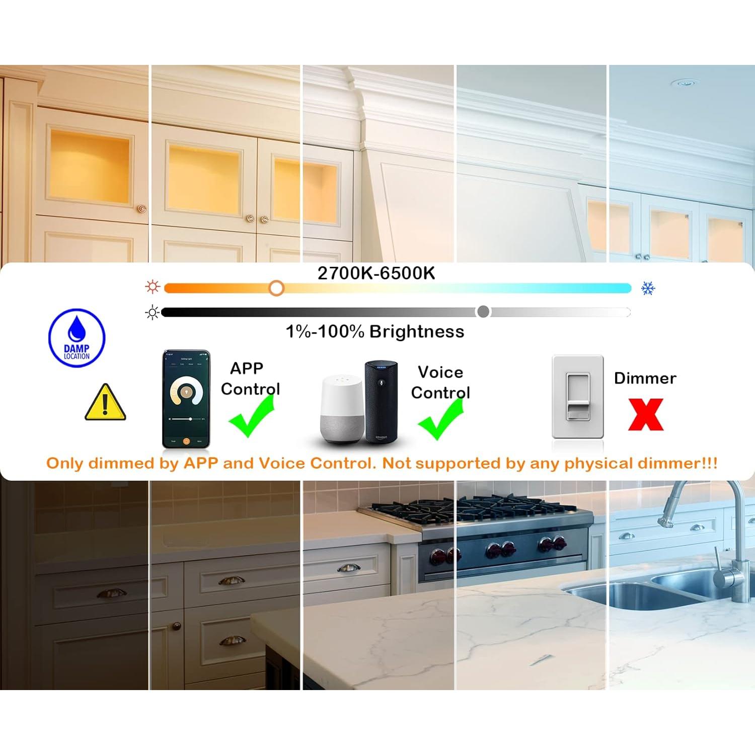 CLOUDY BAY 6 Luces LED Empotradas 3" WiFi RGB 9W