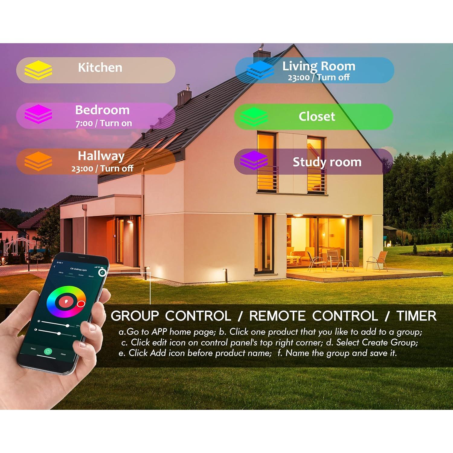 CLOUDY BAY 6 Luces LED Empotradas 3" WiFi RGB 9W