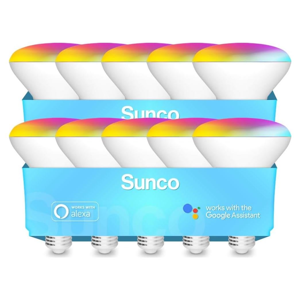 Bombilla LED Inteligente Sunco BR30 WiFi 8W RGB CCT Paquete 10