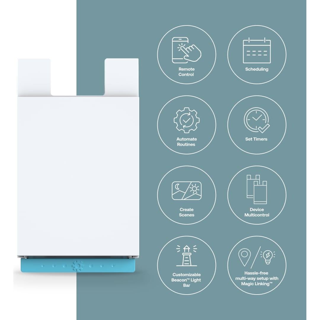 Interruptor de Luz Inteligente Deako Gen 2, 3/4 Vías, Wi-Fi 2.4 GHz
