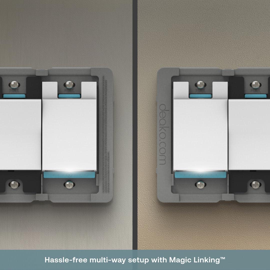 Interruptor de Luz Inteligente Deako Gen 2, 3/4 Vías, Wi-Fi 2.4 GHz