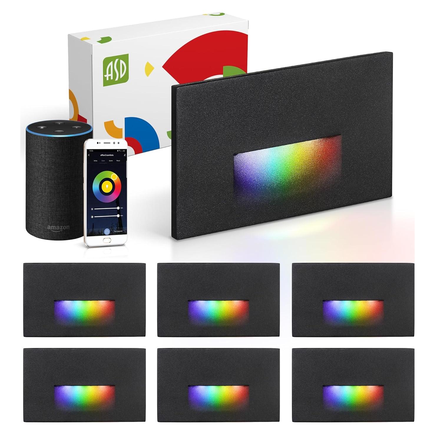 Lámpara Empotrada LED Inteligente ASD 3W RGB 60LM Negro Paquete 6