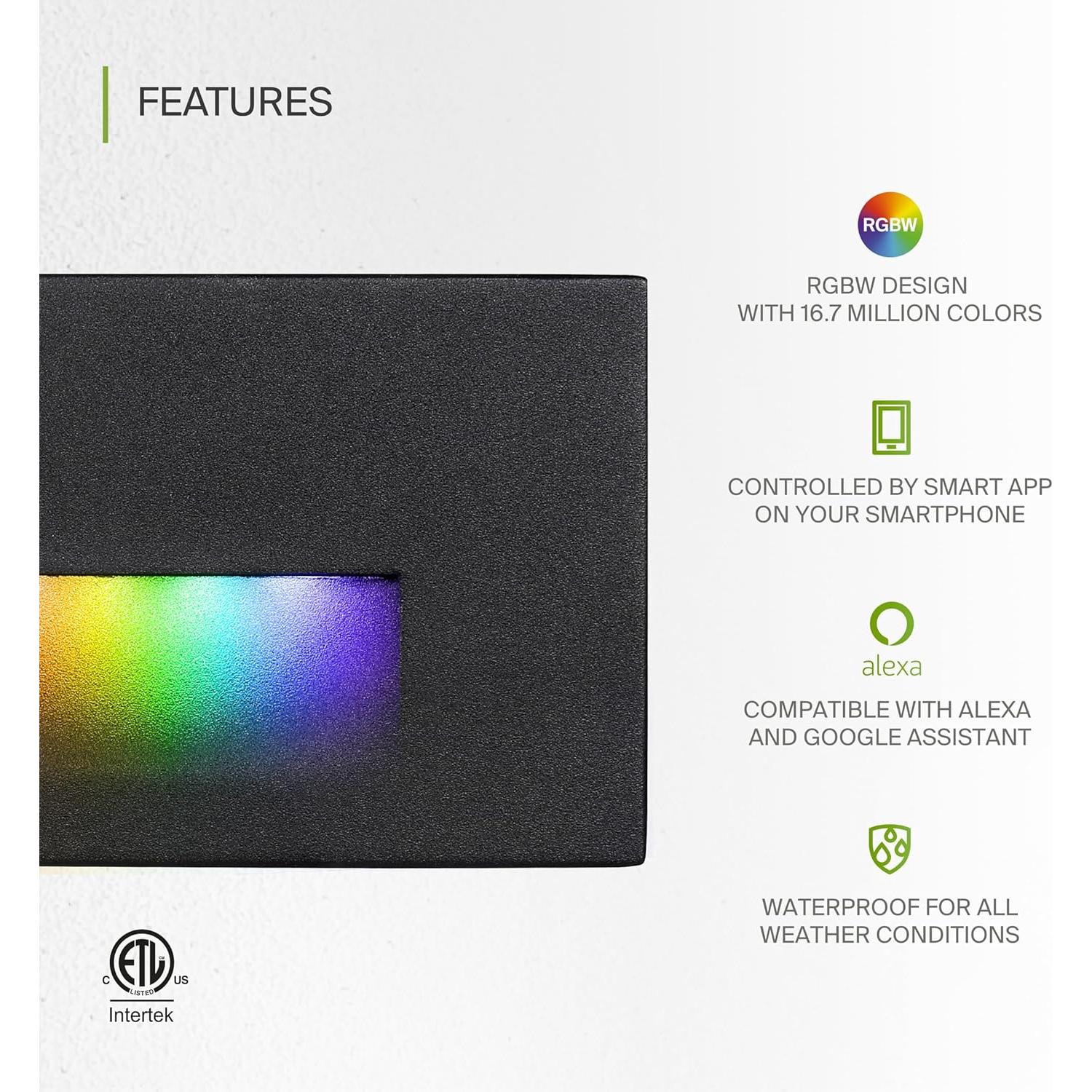 Lámpara Empotrada LED Inteligente ASD 3W RGB 60LM Negro Paquete 6