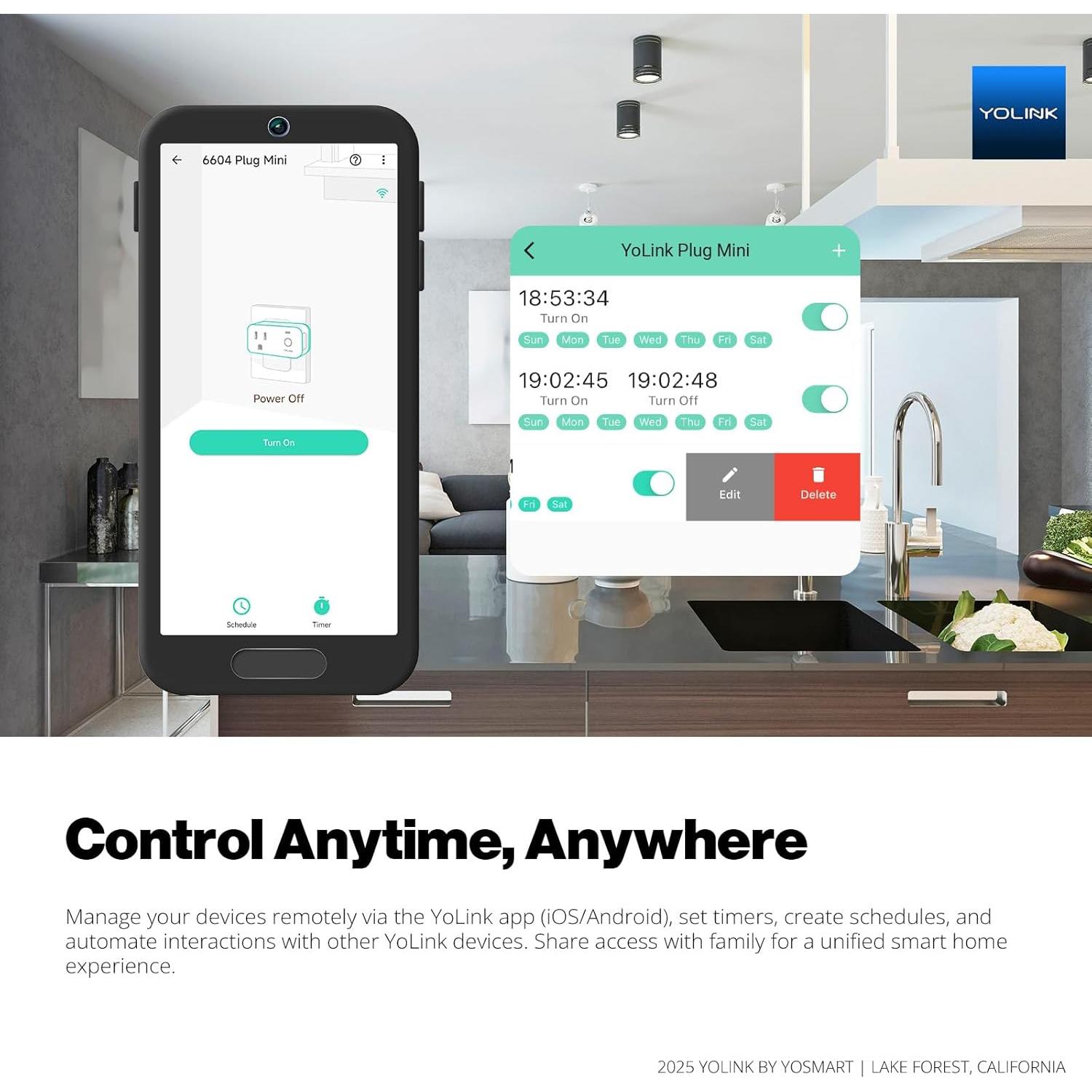 Enchufe Inteligente YoLink Ultra-Compacto con Hub y Protección